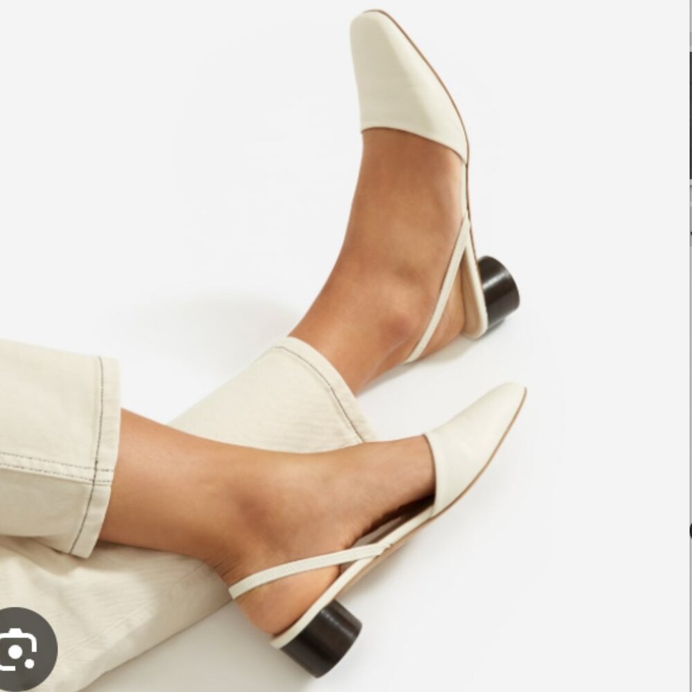 Everlane Tapered Square Toe Slingback in Bone - 7